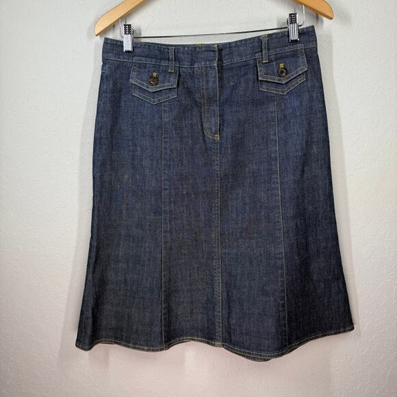 Women's Theory Blue Jean Denim Indigo A Line Skirt Size 8 - Picture 2 of 8